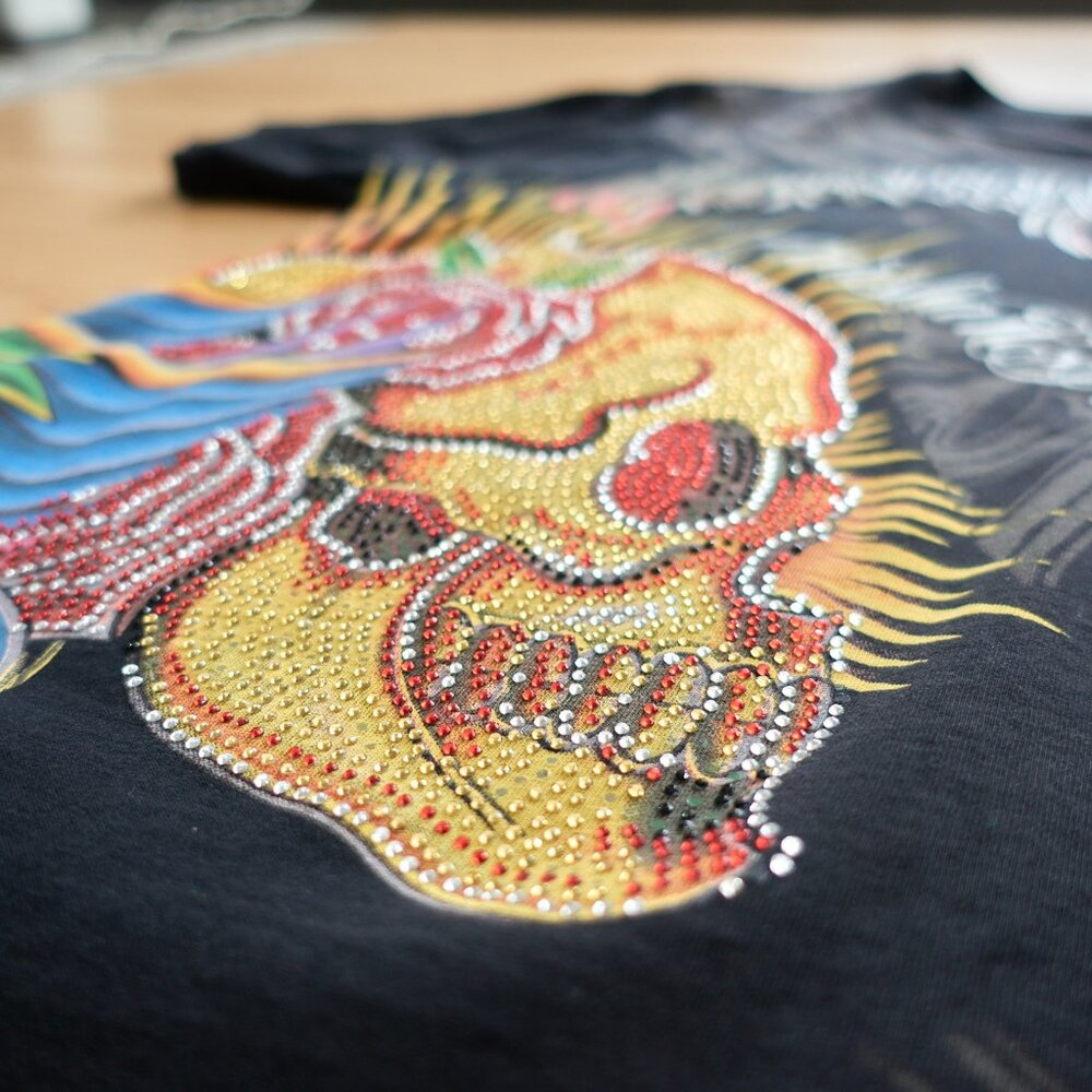 Christian Audigier T-Shirt / Skull Crown Money / Size M / Black / Made in - Picture 8 of 16